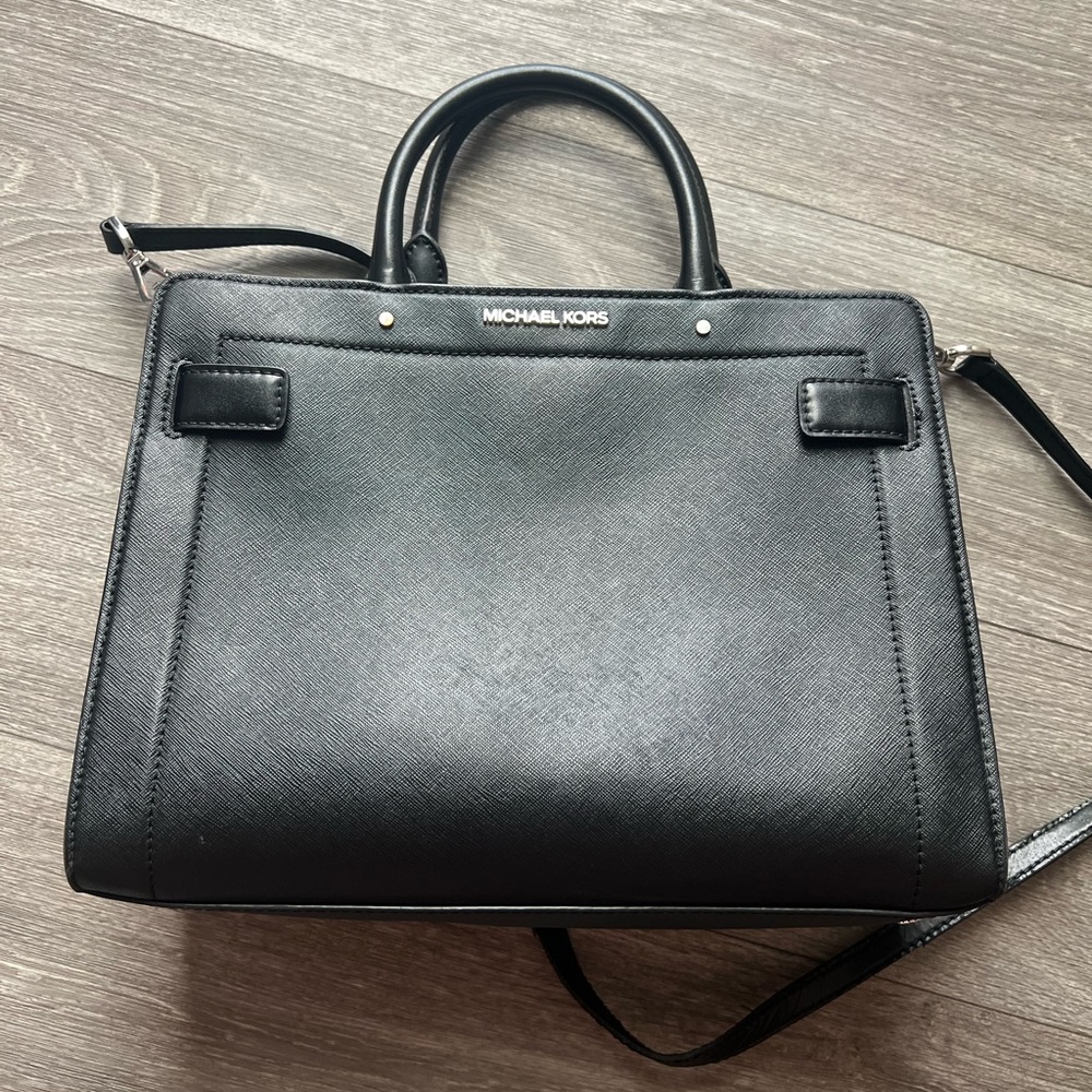 Michael Kors Black Rayne Medium Satchel Saffiano Bag